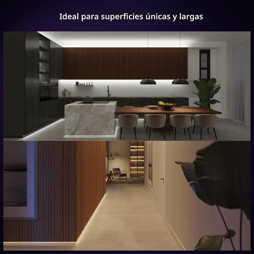 Vista 5 de PHILIPS Hue Kit de Base de Tira de Luces LED Inteligente RGBWW Solo de Interior de 10 Pies, 1 Paquete, Control con Aplicación Hue, Tiras de Luces