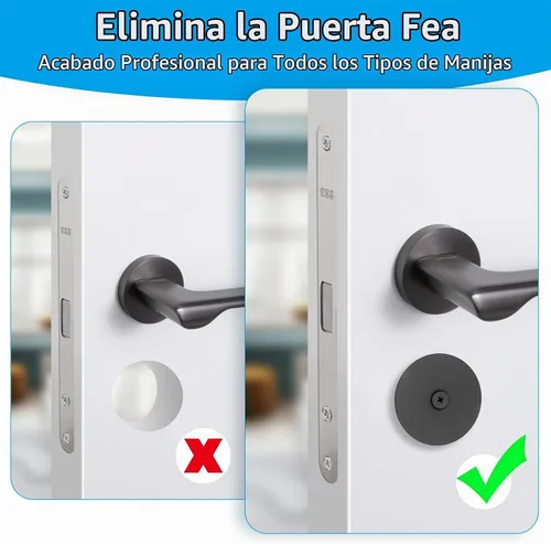 Vista 5 de Placa Premium de Acero Inoxidable para Cubrir Agujero de Puerta - Tapa de Cerrojo de Seguridad de 2-5/8 de Diámetro con Tornillos para Mayor Negro