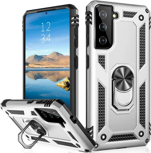 Vista 25 de IKAZZ Funda para Galaxy S21, Grado Militar Resistente a Golpes de Servicio Pesado Cubierta Protectora para Teléfono Pasa Prueba de Caída de 16 pies