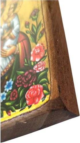 Vista 5 de Icono de madera ortodoxa griega de madera ortodoxa griega hecha a mano de la Virgen María, la rosa unwithering / MP2