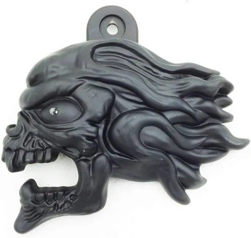 Vista 5 de MT246-009-A- Cubierta negra para bocina de cabeza de viento de Ghost Head Compatible con Harley-Davidson de 1992 en adelante con montaje lateral