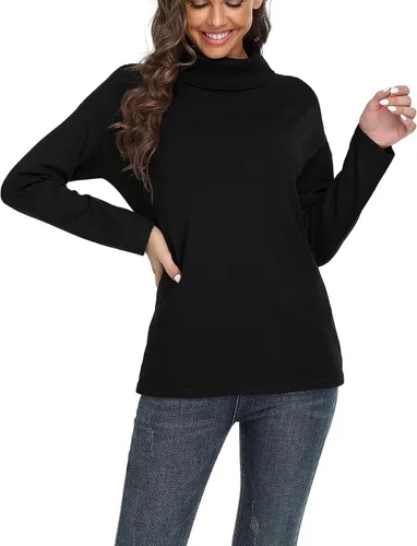 Vista 4 de VIISHOW Suéter de cuello alto para mujer de manga larga acogedor cálido casual ligero suave suéter