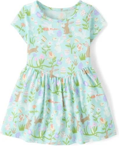 Vista 10 de The Children's Place, Vestido de moda de manga corta para niñas y niñas pequeñas