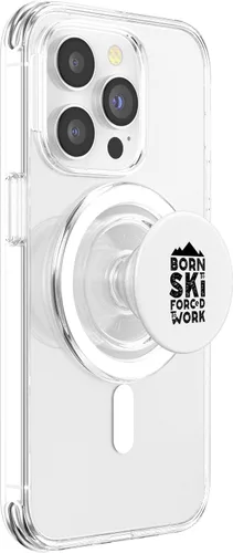 Vista 3 de Born for skiing forced to work Apres ski skis PopSockets MagSafe PopGrip for iPhone