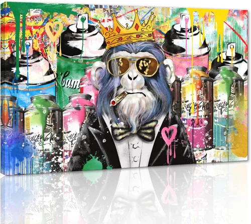 Vista 32 de Arte de pared de graffiti colorido póster impreso en lienzo creativo y moderno, pintura de graffiti de niña nunca te rindas, imágenes inspiradoras