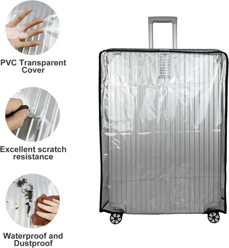Vista 7 de Funda protectora de equipaje de PVC transparente de 20, 24, 28, 30 pulgadas, funda de equipaje con ruedas (20 pulgadas), Claro