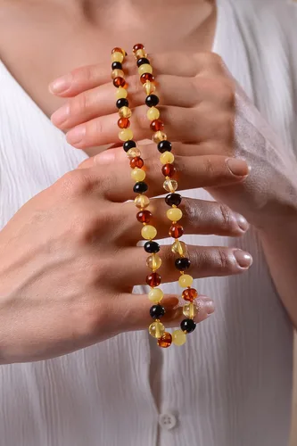 Vista 34 de Collar de ámbar para mujer con cierre de plata chapada en oro de 18 quilates, 19 pulgadas con extensor de 2 pulgadas, hecho a mano con cuentas