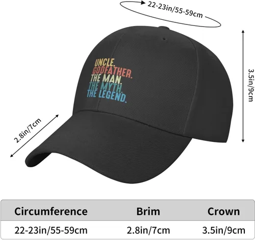 Vista 6 de Godfather The Man The Myth The Legend Dad Hat Outdoor Trucker Hat Unisex Classic Baseball Cap Adjustable Cascade Black