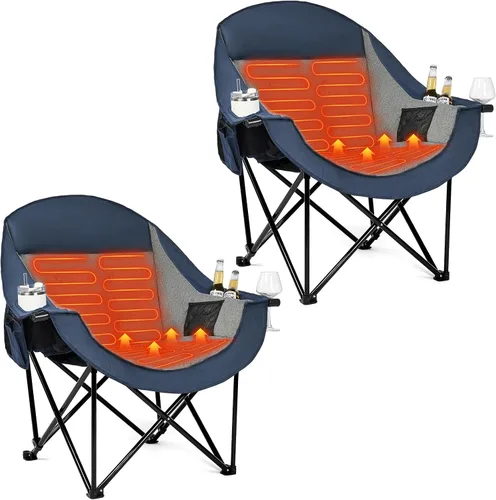 Vista 19 de Silla de camping de gran tamaño con calefacción, resistente, acolchada Negro (Allblack)
