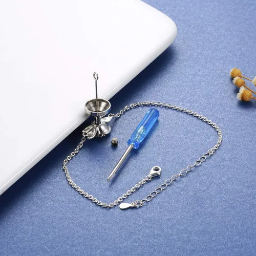 Vista 6 de Joyería de Urna de Cremación de Rosa para Cenizas - Anillo Pulsera Collar Recuerdo Conmemorativo de Plata de Ley 925 Regalo para Mujeres, Regalo