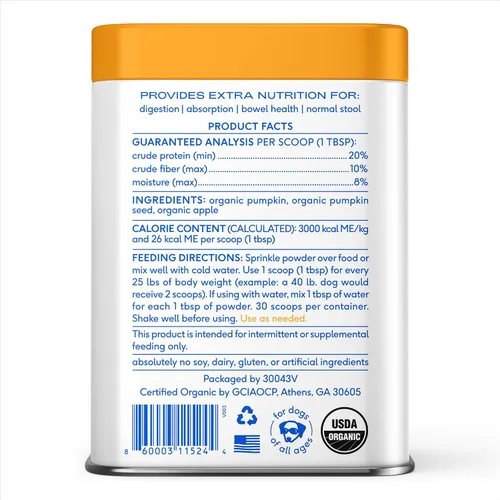 Vista 8 de Native Pet Calabaza para perros – Polvo orgánico de puré de calabaza para perros – Rico en fibra Suplemento en polvo ayuda con la digestión