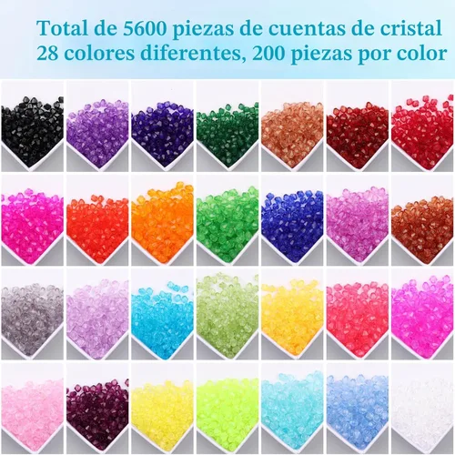 Vista 2 de PAXCOO 5600 Piezas de Cuentas de Cristal para Hacer Joyería, Pequeñas Cuentas de Acrílico Facetadas para Manualidades, Cuentas Bicónicas de Gema