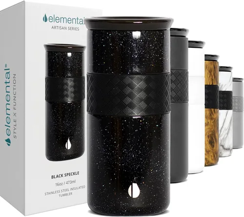 Vista 8 de Elemental Artisan Vaso Térmico Aislado, Taza de Viaje para Café de Triple Pared, Vaso Térmico de Café Reutilizable de Acero Inoxidable con Tapa