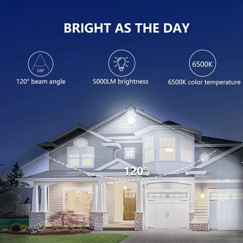 Vista 5 de UFOND Luz de inundación LED de 5000 lúmenes con enchufe, reflector impermeable de 50 W para exteriores, luces de seguridad de ángulo de iluminación