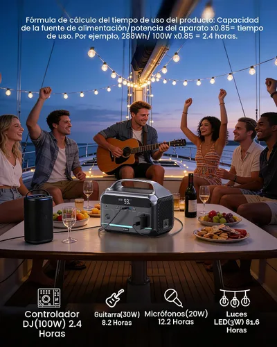 Vista 7 de DARAN Estación de energía portátil de 600 W (pico de 1200 W), generador solar LiFePO4 de 288 Wh con salidas de CA y CC, carga rápida de 2 horas
