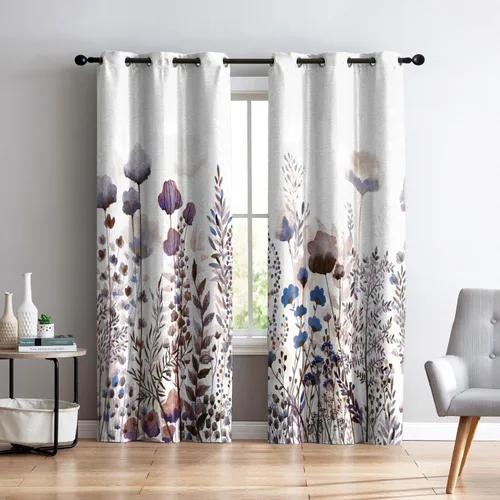 Vista 31 de Renaiss Pink Cherry Patels - Cortinas opacas con aislamiento térmico de flores de cerezo japonés, cortinas de ventana de dormitorio con estampado