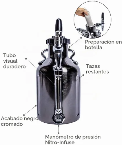 Vista 2 de GrowlerWerks uKeg Nitro - Cafetera de café frío, 50 onzas, cromo negro