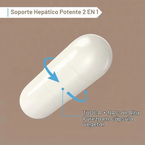 Vista 2 de TUDCA con suplemento NAC 1200mg - 60 cápsulas, 1 paquete