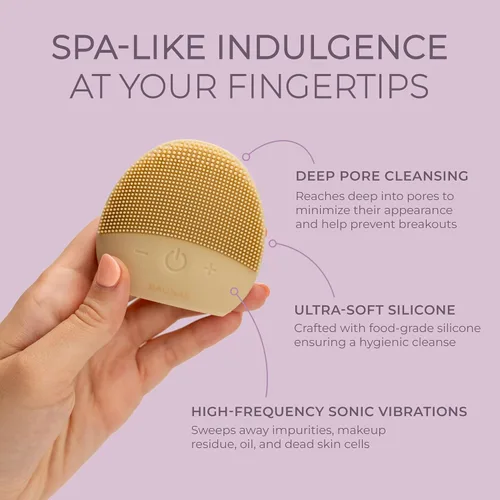 Vista 2 de Cepillo de limpieza facial Limpiador facial de silicona impermeable Exfoliante sónico ultrasuave Masajeador de limpieza profunda de poros