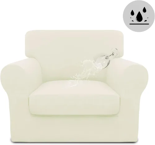 Vista 58 de Easy-Going Funda de sofá 100% impermeable doble de 3 piezas, elástica, suave, para perros, para sofá de 2 cojines separados, protector de muebles a