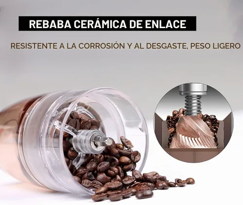 Vista 3 de Mulli Molinillo de café portátil, molinillo eléctrico para café, molinillo de rebabas ajustable con 5 ajustes precisos de molienda para goteo
