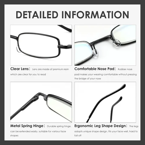 Vista 3 de Lentes de lectura delgados para bolígrafo, lectores de bolsillo delgados con estuche de clip para bolígrafo, mini lectores ligeros con luz azul