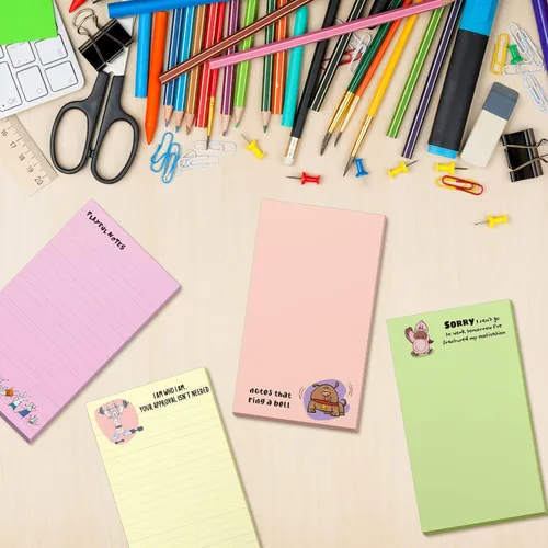 Vista 6 de Hotop - Paquete de 12 bloc de notas divertidas de 5 x 3 pulgadas, lindas notas adhesivas, regalos divertidos para compañeros de trabajo, profesores