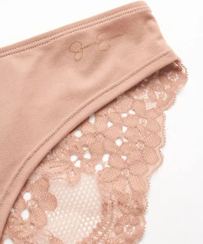 Vista 4 de Jessica Simpson Ropa interior para mujer, paquete de 3 bragas de bikini de encaje de microfibra (S-XL)