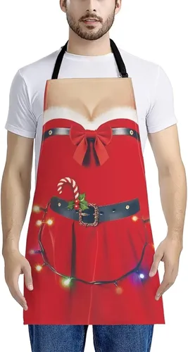Vista 73 de Dreaweet Delantal de cocina unisex con cuello ajustable de Navidad
