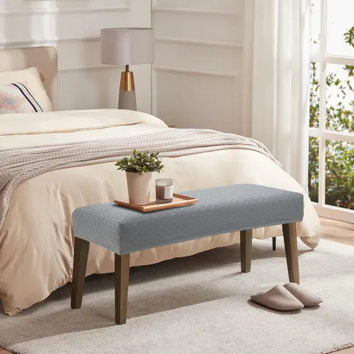 Vista 6 de YISUN - Fundas impermeables para banco de comedor, funda elástica de jacquard para banco, antipolvo, desmontable, lavable, protector de asiento