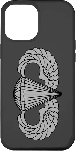 Vista 25 de Insignia básica de paracaidista para iPhone 14, alas de salto aerotransportadas, funda gris