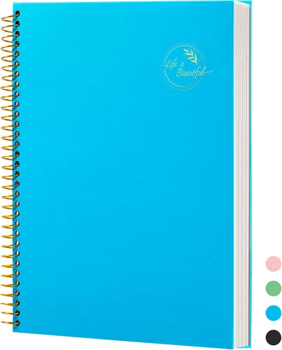 Vista 12 de Cuaderno de espiral grande de 8.5 x 11 con 3 divisiones, cuaderno de espiral de tapa dura para tomar notas, 120 hojas, cuaderno cuadriculado
