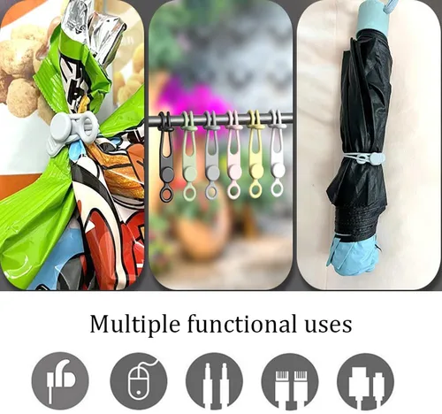 Vista 4 de 18 correas de silicona para cables organizadores para guardar auriculares, cables de carga de teléfono, bridas de cables altamente elásticas