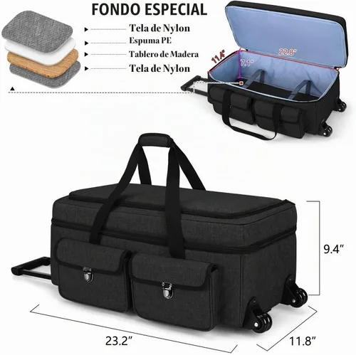 Vista 6 de Yarwo Estuche de transporte Rolling Craft compatible con Cricut Explore 5 Negro