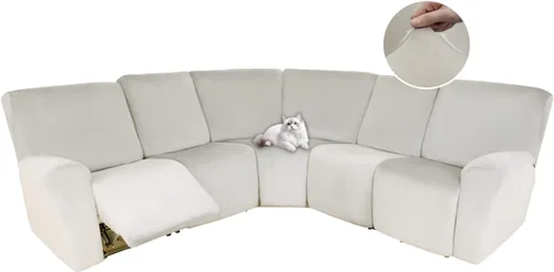 Vista 20 de HDCAXKJ Fundas de sofá seccional reclinable de terciopelo, cubierta de sofá seccional en forma de L, lavable, elástica, suave, para rincón