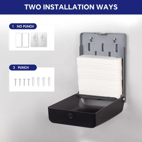 Vista 4 de Kordory Dispensador de toallas de papel de montaje en pared, multipliegue/triple plegado, dispensador de toallas plegable en C, soporte de papel
