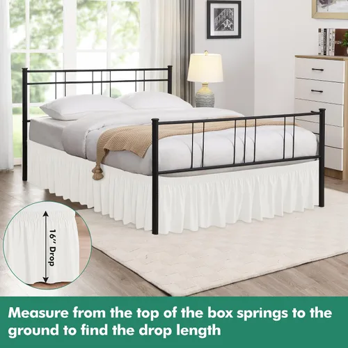 Vista 105 de Biscaynebay Faldas de cama envolventes con esquinas divididas para camas Twin/Twin XL de 15 pulgadas de caída, volantes de polvo elásticos Negro