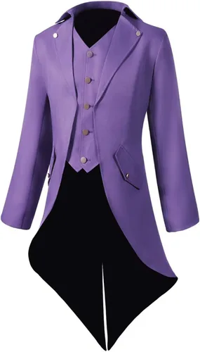 Vista 2 de Chaqueta de cola de milano Steampunk vintage para hombre, estilo gótico, victoriano, bata de uniforme