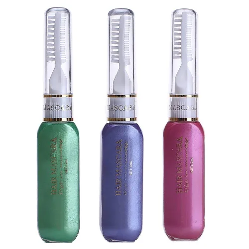 Vista 10 de Rímel temporal para el cabello, lavable, temporal, tinte para el cabello, tiza para el cabello, tinte instantáneo no tóxico (azul+verde)