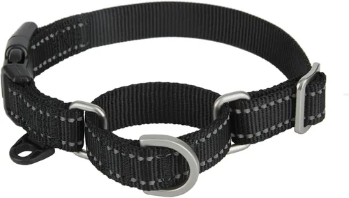 Vista 3 de Collar Martingale - Collar reflectante de nailon con hebilla de liberación rápida de seguridad, a prueba de escapes, antitirones para perros Negro