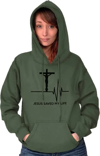 Vista 3 de Christian Strong Jesús salvó mi vida crucifijo sudadera con capucha mujeres hombres