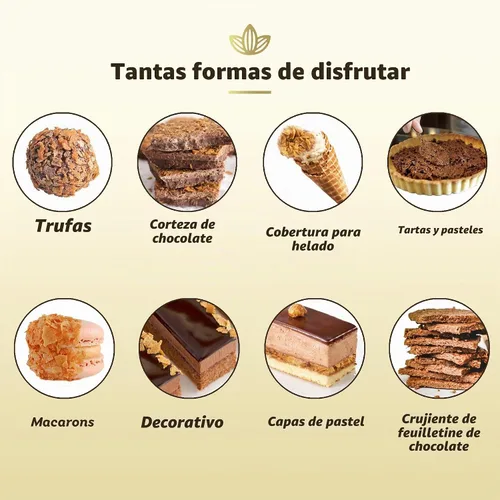 Vista 4 de Cocoläat Feuilletine - Dentelas de crêpe francesa trituradas Crunch de galletas desmenuzadas Hecho con mantequilla real Importado de Francia