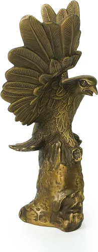 Vista 4 de DreamsEden Estatua de águila calva americana, pequeña figura patriótica de águila de metal de bronce, decoración del hogar, 9.75 pulgadas de alto
