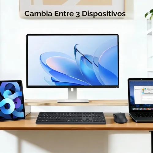 Vista 3 de Combo de teclado y mouse inalámbricos, teclas de interruptor de tijera, receptor USB 2-en-1 y dos Bluetooth, diseño silencioso multidispositivo