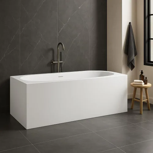 Vista 3 de Carver Tubs - Aphrodite 67 "- Bañera independiente moderna con masaje de aire calentado con chorro - Forma rectangular ovalada característica amplia