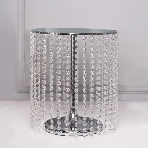 Vista 13 de Efavormart soporte para tarta de 14" de diámetro Soporte para tarta de boda redondo de metal dorado con cristal - 16" de alto