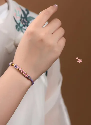 Vista 2 de Pulsera de nudo de cereza con texto en inglés «To My Granddaughter A Link That Can Never Be Undone», pulsera para nieta de la abuela, ajustable