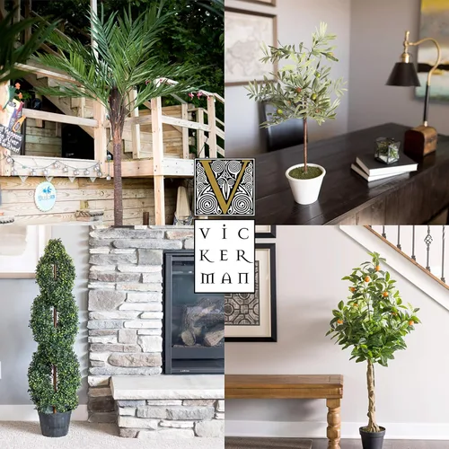 Vista 7 de De Vickerman: Arbusto de ficus artificial de 4 pies con hojas verde oscuro en canasta de mimbre decorativa