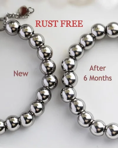 Vista 6 de Shiena Pulsera de cadena de bolas de cuentas de acero inoxidable quirúrgico con extensor