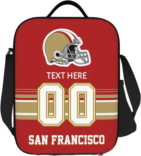 Vista 37 de Bolsa de almuerzo personalizada de Nueva Inglaterra, regalos para hombres, mujeres, fanáticos, con nombre y número personalizados, correas de hombro